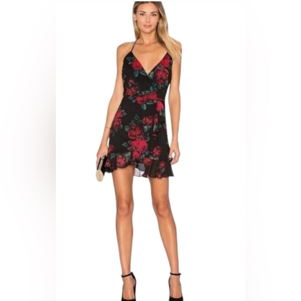 Lovers and Friends black floral rose mini dress